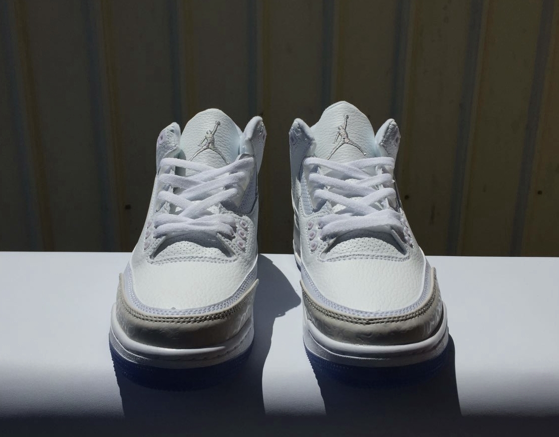 New Air Jordan 3 All White Transparent Sole Shoes - Click Image to Close